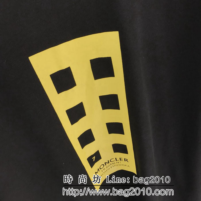 MONCLER蒙口X藤原浩聯名款 19ss早春新款 袖子魔術貼logo 黑色男款短袖 ydi2398